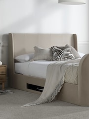 Time 4 Sleep Stone Vancouver Winged Velvet Side Lift Ottoman Storage Bed - Image 5 of 6