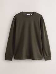 Slate Grey / Neutral Marl / Khaki Green Relaxed Fit Long Sleeve Heavyweight 100% Cotton T-Shirts 3 Pack - Image 2 of 6