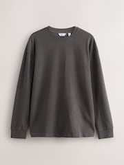 Slate Grey / Neutral Marl / Khaki Green Relaxed Fit Long Sleeve Heavyweight 100% Cotton T-Shirts 3 Pack - Image 3 of 6