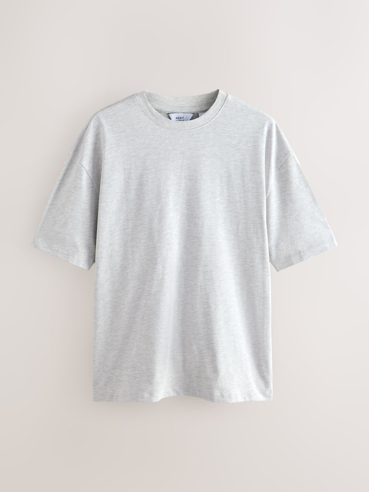Grey/Light Blue/Navy Blue Marls Relaxed Fit Heavyweight T-Shirts 3 Pack - Image 2 of 6 Grey/Light Blue/Navy Blue Marls Relaxed Fit Heavyweight T-Shirts 3 Pack - Image 2 of 6