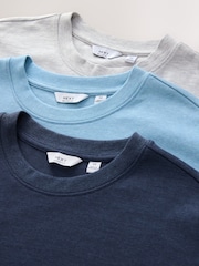 Grey/Light Blue/Navy Blue Marls Relaxed Fit Heavyweight T-Shirts 3 Pack - Image 8 of 9
