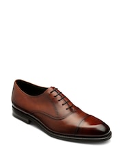 Loake Scotch Patina Handpainted Toe Cap Oxford Brown Shoes - Image 2 of 3
