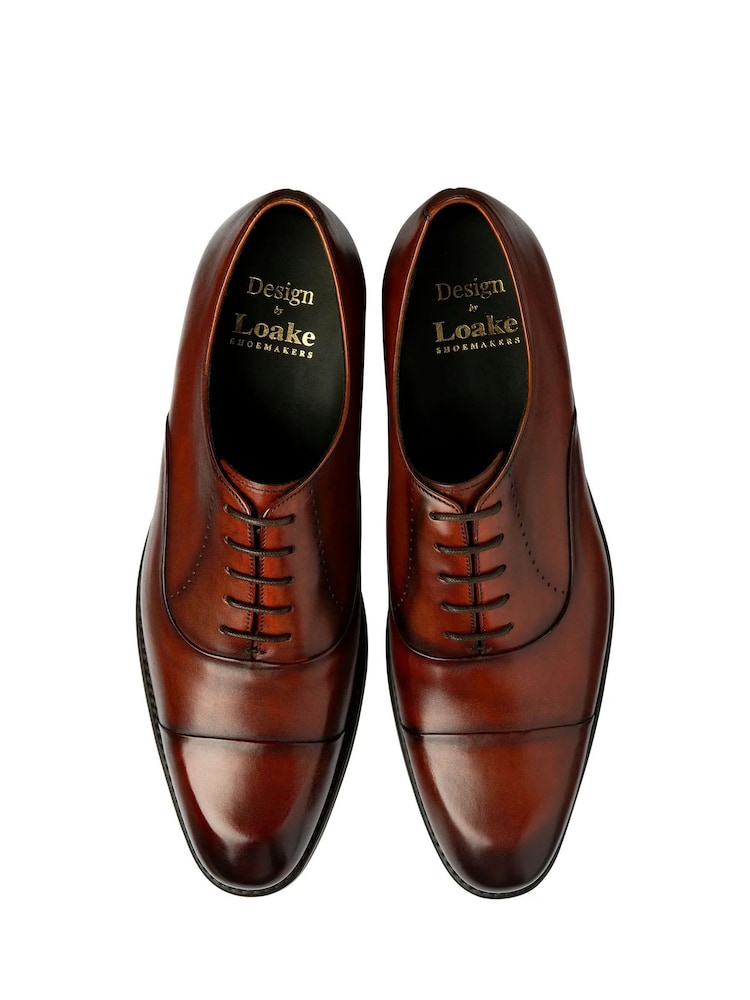 Loake Scotch Patina Handpainted Toe Cap Oxford Brown Shoes - Image 3 of 3
