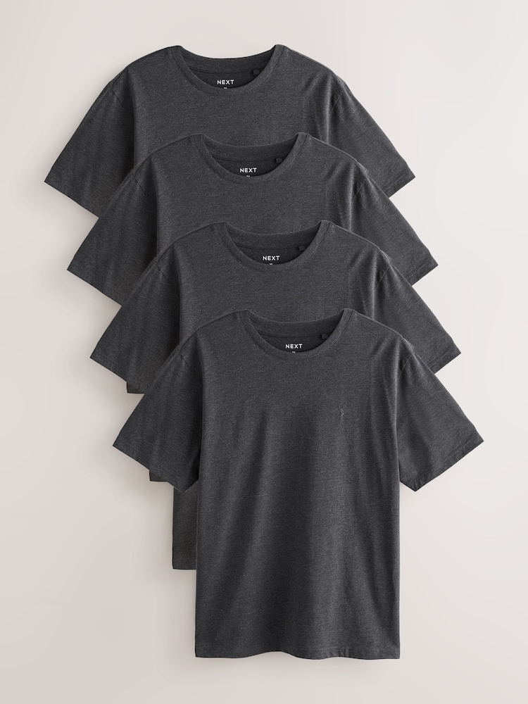 Grey/Orange/Grey/Blue Marls Regular Fit T-Shirts 4 Pack - Image 2 of 8
