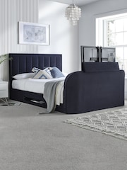 Time 4 Sleep Blue Santorini Velvet Side Lift Ottoman Storage TV Bed - Image 1 of 6