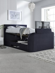 Time 4 Sleep Blue Santorini Velvet Side Lift Ottoman Storage TV Bed - Image 2 of 6