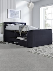 Time 4 Sleep Blue Santorini Velvet Side Lift Ottoman Storage TV Bed - Image 3 of 6