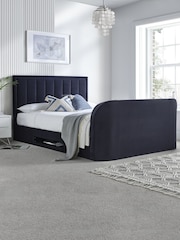 Time 4 Sleep Blue Santorini Velvet Side Lift Ottoman Storage TV Bed - Image 4 of 6