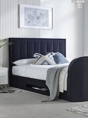 Time 4 Sleep Blue Santorini Velvet Side Lift Ottoman Storage TV Bed - Image 5 of 6