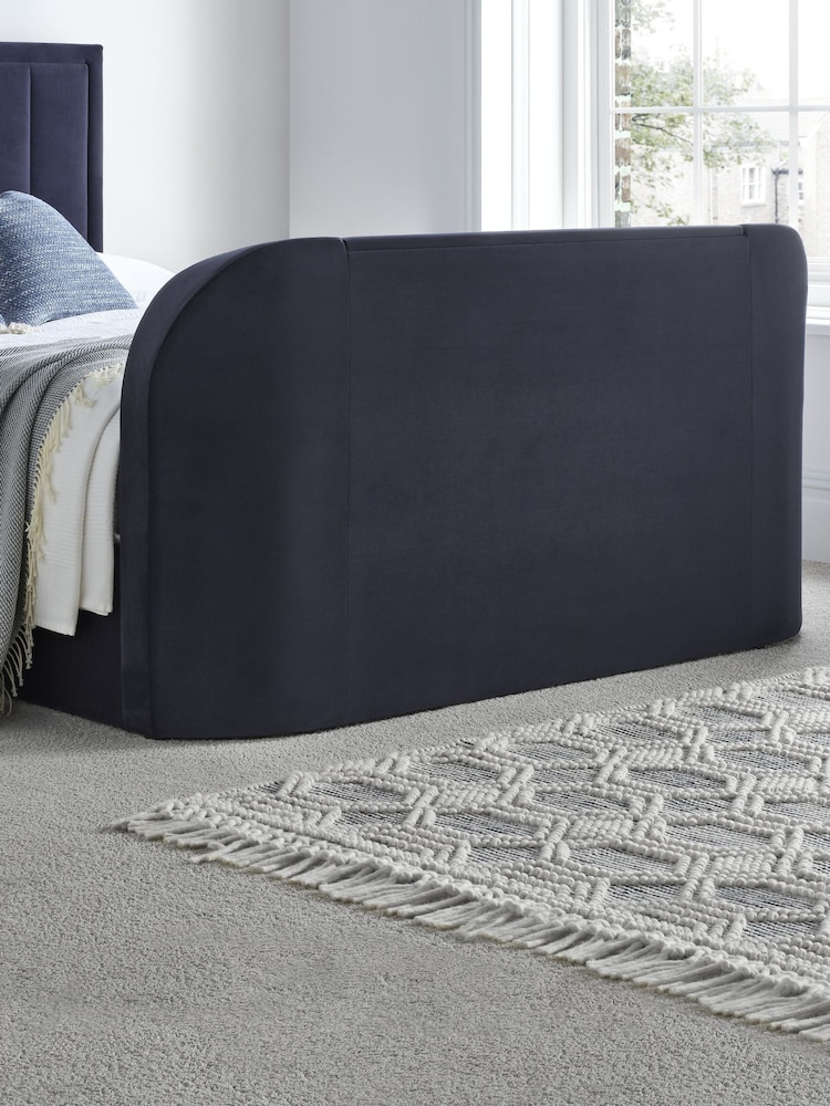 Time 4 Sleep Blue Santorini Velvet Side Lift Ottoman Storage TV Bed - Image 6 of 6