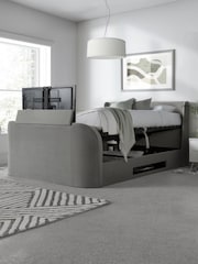 Time 4 Sleep Grey Vancouver Winged Velvet Side Lift Ottoman Storage Bed - Image 2 of 6