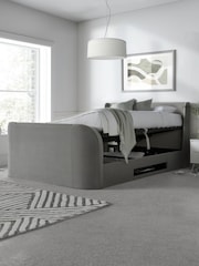 Time 4 Sleep Grey Vancouver Winged Velvet Side Lift Ottoman Storage Bed - Image 3 of 6