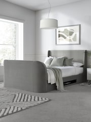 Time 4 Sleep Grey Vancouver Winged Velvet Side Lift Ottoman Storage Bed - Image 4 of 6