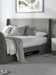 Time 4 Sleep Grey Vancouver Winged Velvet Side Lift Ottoman Storage Bed - Image 5 of 6