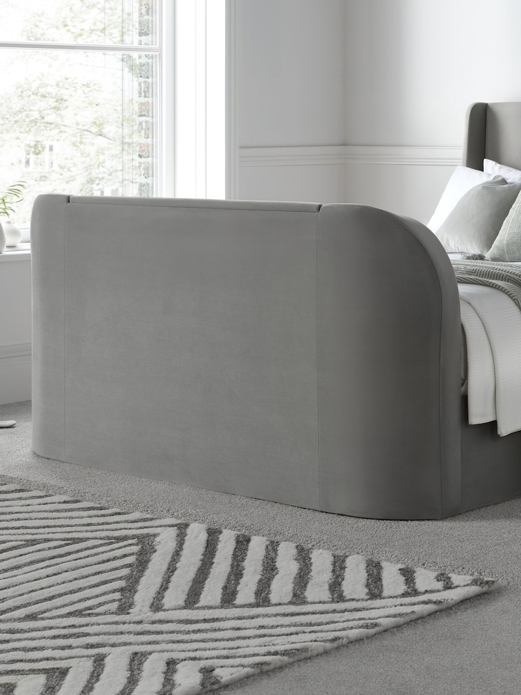 Time 4 Sleep Grey Vancouver Winged Velvet Side Lift Ottoman Storage Bed - Image 6 of 6