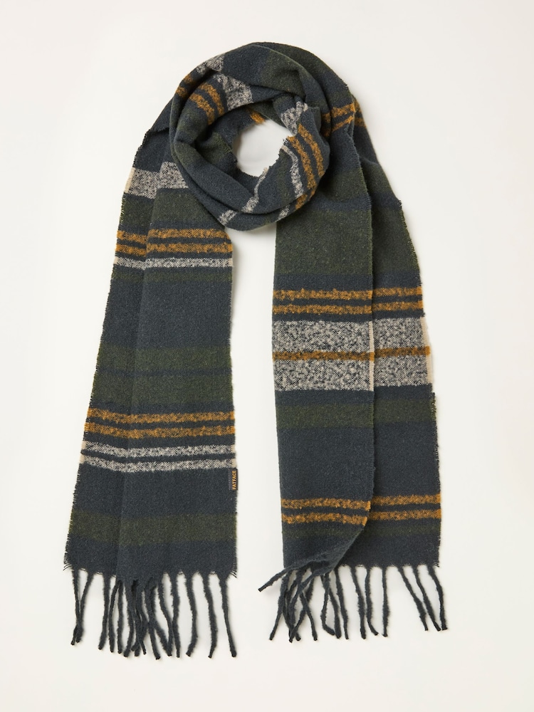 FatFace Khaki Green Stripe Scarf - Image 1 of 2 FatFace Khaki Green Stripe Scarf - Image 1 of 2