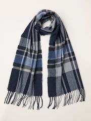 FatFace Navy Check Scarf - Image 1 of 2