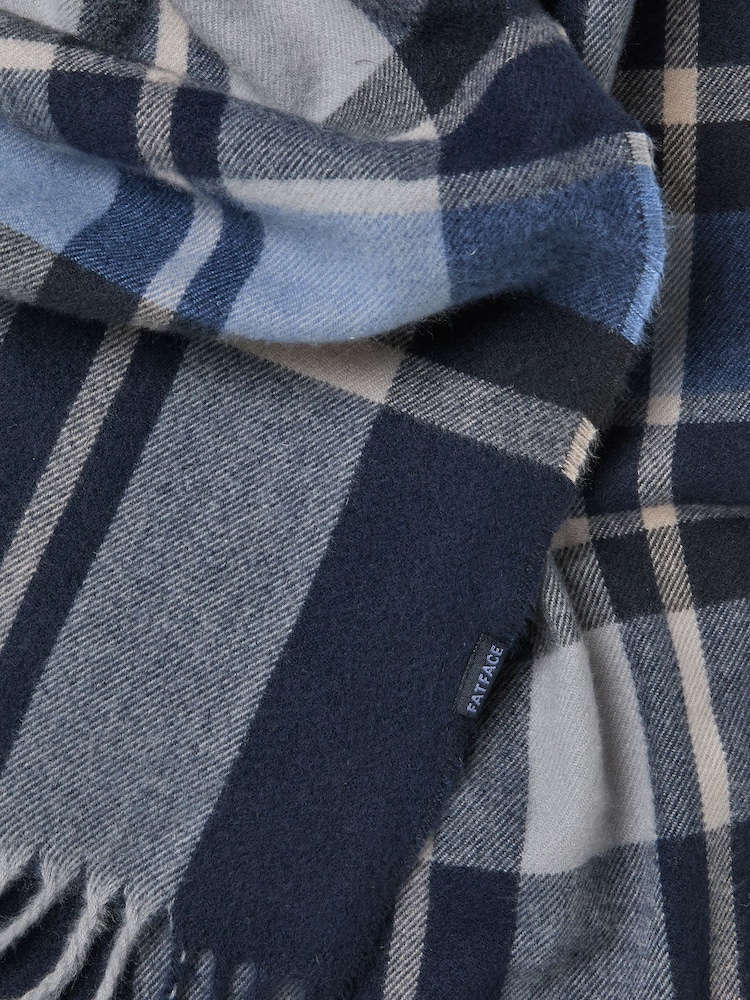 FatFace Navy Check Scarf - Image 2 of 2