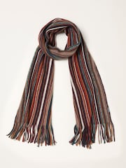 FatFace Orange Multi Stripe Scarf - Image 1 of 2