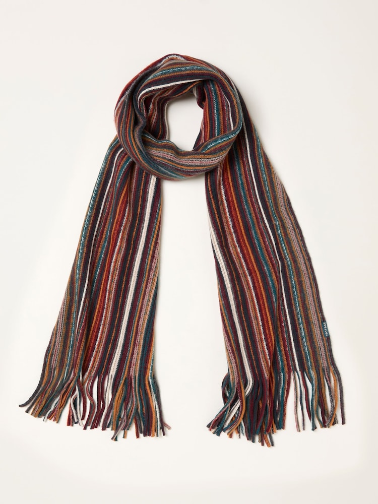FatFace Orange Multi Stripe Scarf - Image 1 of 2
