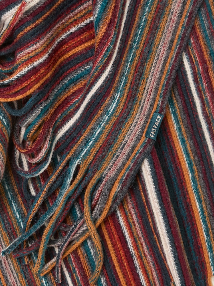 FatFace Orange Multi Stripe Scarf - Image 2 of 2