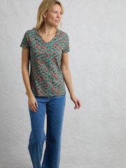 Weird Fish Blue Merica Printed Slub 100%  Cotton Jersey T-Shirt - Image 1 of 7