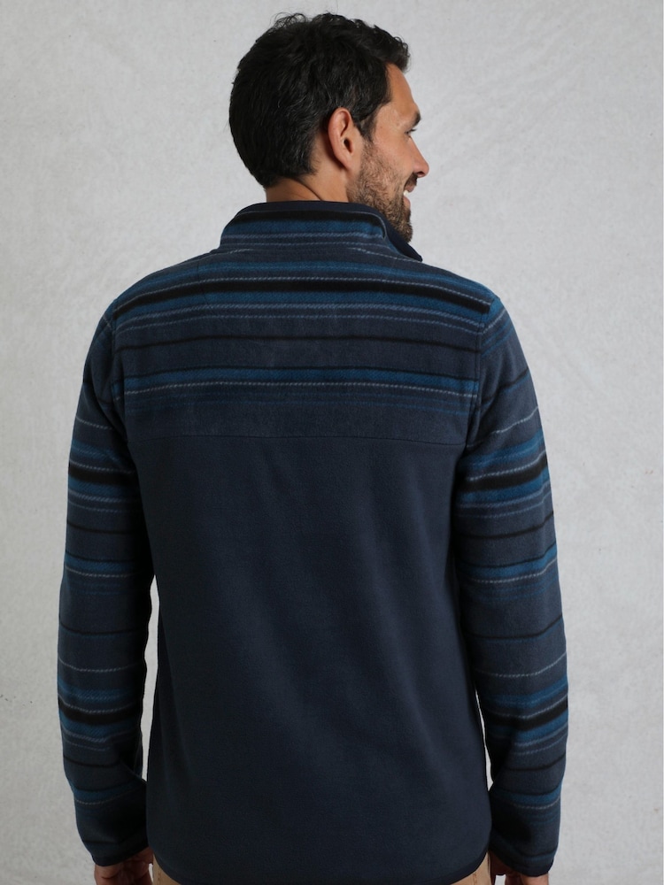 Weird Fish Blue Gilbert Qtr Zip Striped Micro Fleece - Image 2 of 8