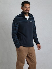 Weird Fish Blue Gilbert Qtr Zip Striped Micro Fleece - Image 4 of 8