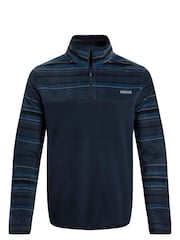 Weird Fish Blue Gilbert Qtr Zip Striped Micro Fleece - Image 7 of 8