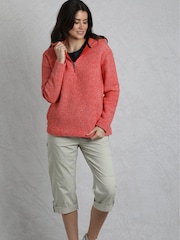 Weird Fish Red Alisa Qtr Zip Hooded Snow Marl Fleece - Image 1 of 6