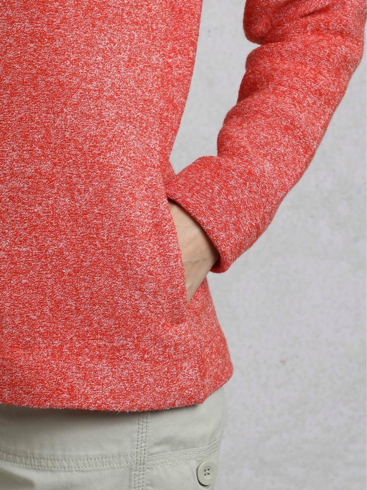 Weird Fish Red Alisa Qtr Zip Hooded Snow Marl Fleece - Image 4 of 6