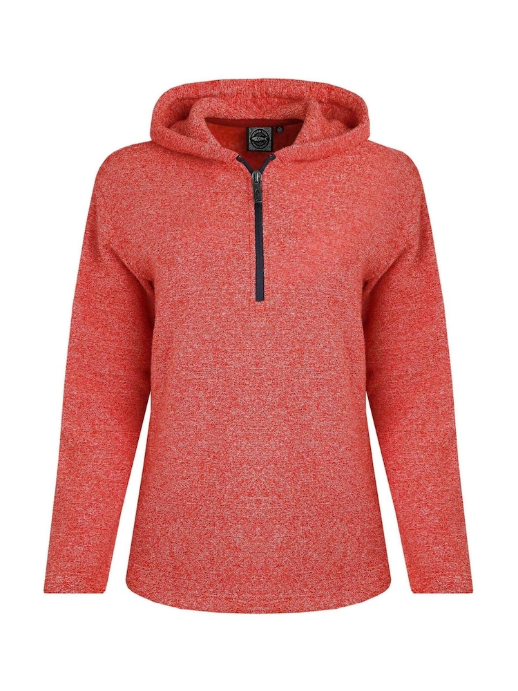 Weird Fish Red Alisa Qtr Zip Hooded Snow Marl Fleece - Image 5 of 6