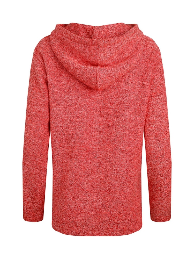 Weird Fish Red Alisa Qtr Zip Hooded Snow Marl Fleece - Image 6 of 6