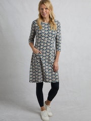 Weird Fish Black Starshine Printed 100% Cotton Jersey Dress - Image 1 of 6