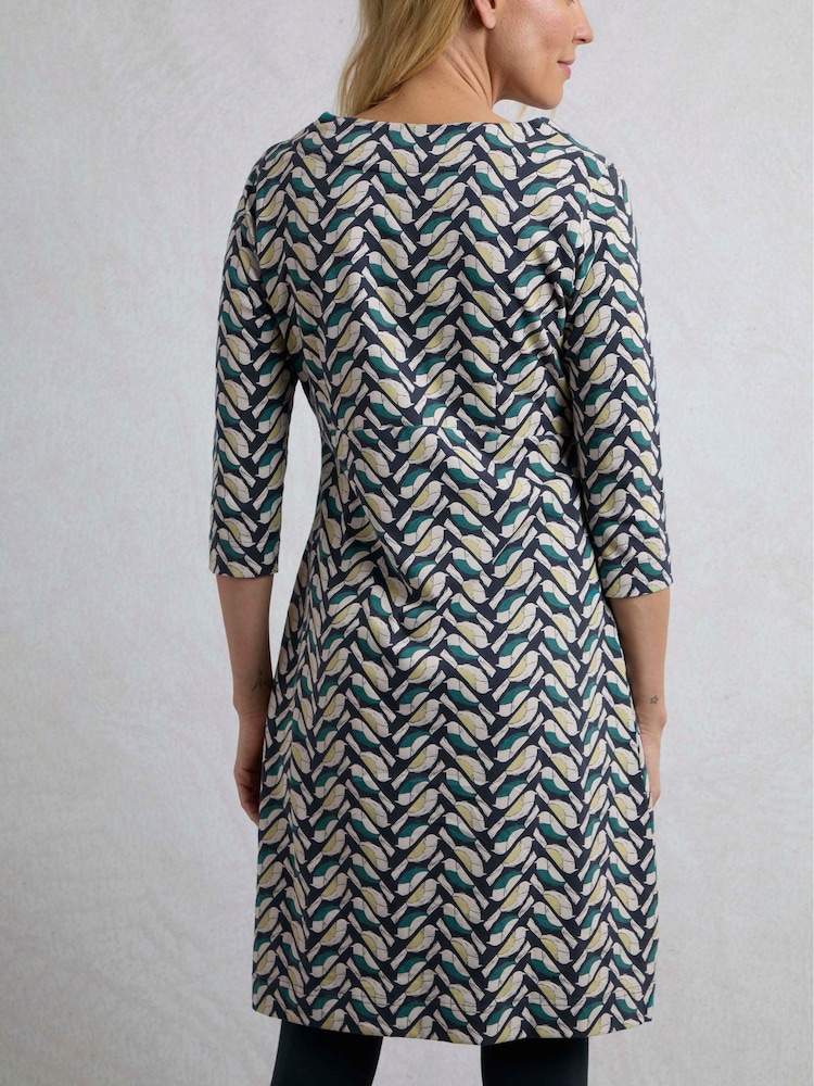 Weird Fish Black Starshine Printed 100% Cotton Jersey Dress - Image 2 of 6