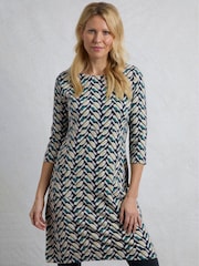 Weird Fish Black Starshine Printed 100% Cotton Jersey Dress - Image 3 of 6