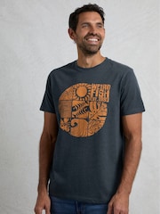 Weird Fish Ink Blue Summer Sector Graphic Print T-Shirt - Image 1 of 7