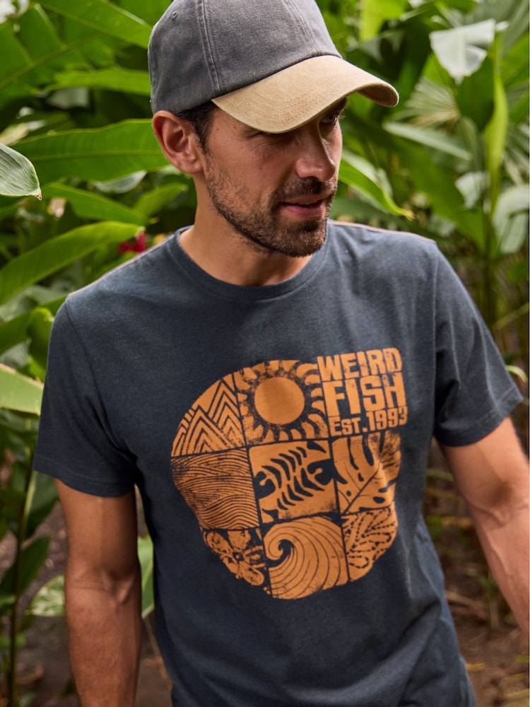 Weird Fish Ink Blue Summer Sector Graphic Print T-Shirt - Image 2 of 7