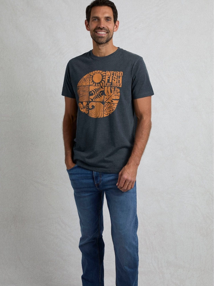 Weird Fish Ink Blue Summer Sector Graphic Print T-Shirt - Image 3 of 7