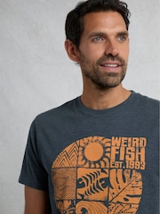 Weird Fish Ink Blue Summer Sector Graphic Print T-Shirt - Image 5 of 7