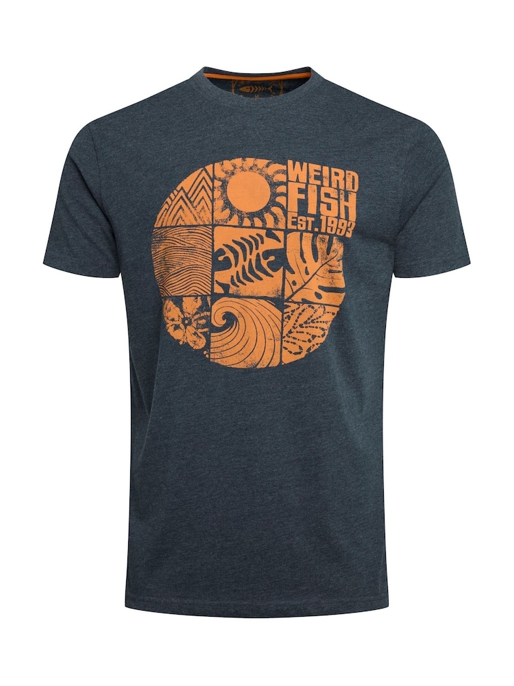 Weird Fish Ink Blue Summer Sector Graphic Print T-Shirt - Image 6 of 7
