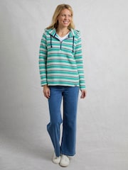 Weird Fish Blue Ally 1/4 Zip Stripe Kierra Knit Hoodie - Image 3 of 7
