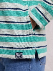 Weird Fish Blue Ally 1/4 Zip Stripe Kierra Knit Hoodie - Image 4 of 7