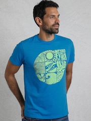 Weird Fish Blue Summer Sector Graphic Print T-Shirt - Image 1 of 7