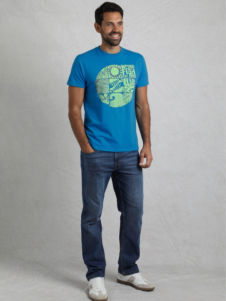 Weird Fish Blue Summer Sector Graphic Print T-Shirt - Image 3 of 7