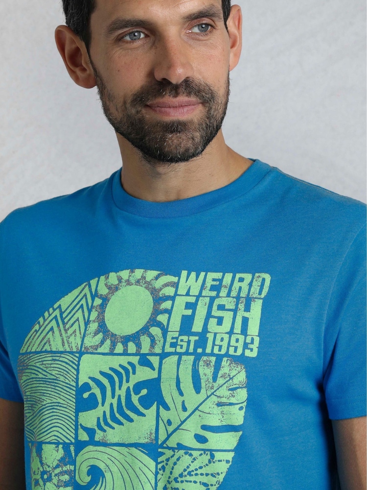 Weird Fish Blue Summer Sector Graphic Print T-Shirt - Image 4 of 7