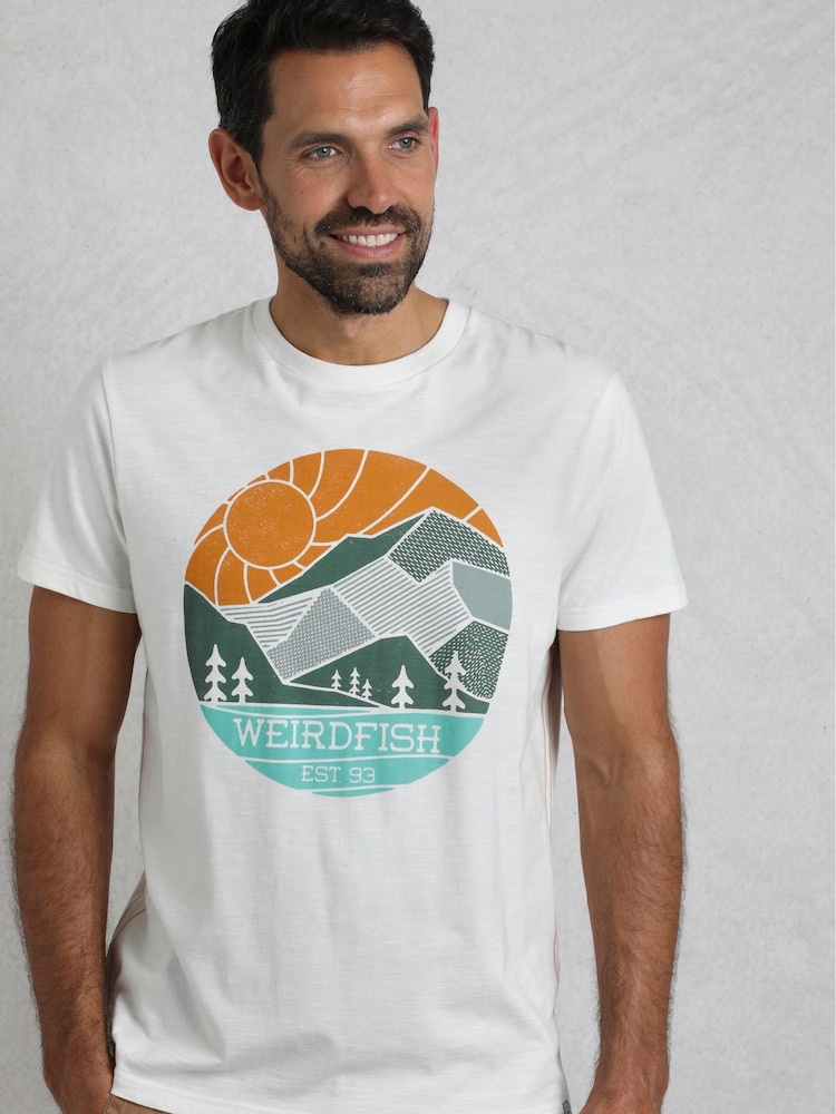 Weird Fish Cream Foothills 100% Cotton Graphic Print T-Shirt - Image 1 of 6