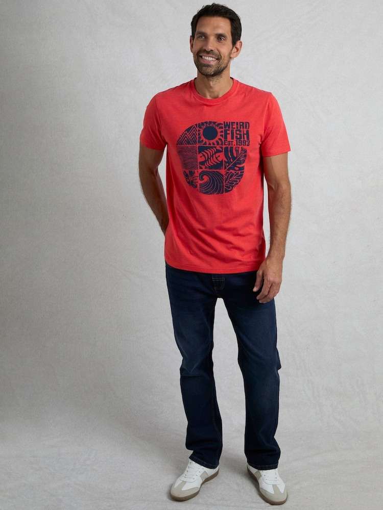 Weird Fish Red Summer Sector Graphic Print T-Shirt - Image 1 of 6