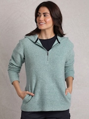 Weird Fish Blue Alisa Qtr Zip Hooded Snow Marl Fleece - Image 1 of 7