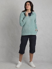Weird Fish Blue Alisa Qtr Zip Hooded Snow Marl Fleece - Image 3 of 7